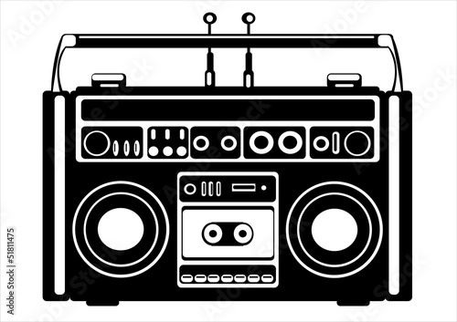 vector cassette recorder on white background