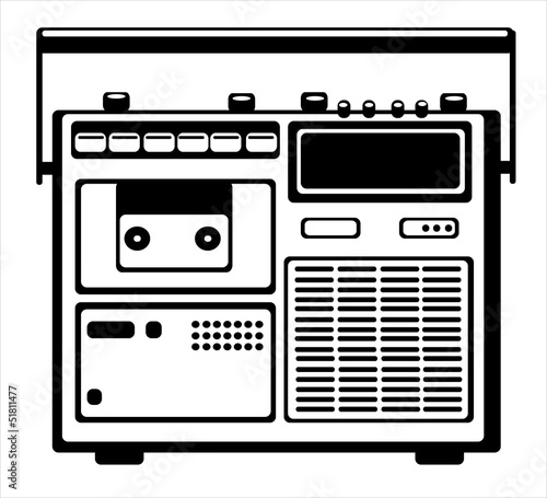 vector cassette recorder on white background