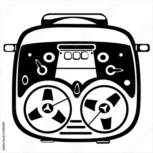 vector reel tape recorder on white background