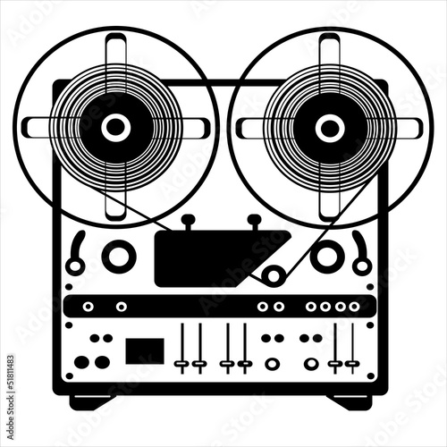 vector reel tape recorder on white background