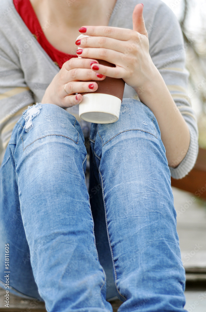 Drinking coffee outdoors Drinking coffee outdoors