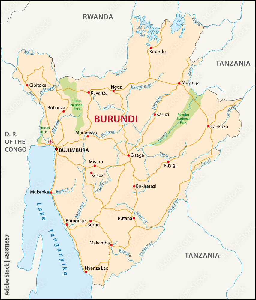 Obraz premium Burundi road map