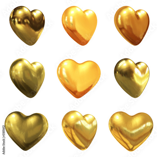 Gold hearts set for wedding design