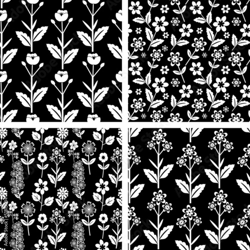 Black and white seamless ornamental patterns