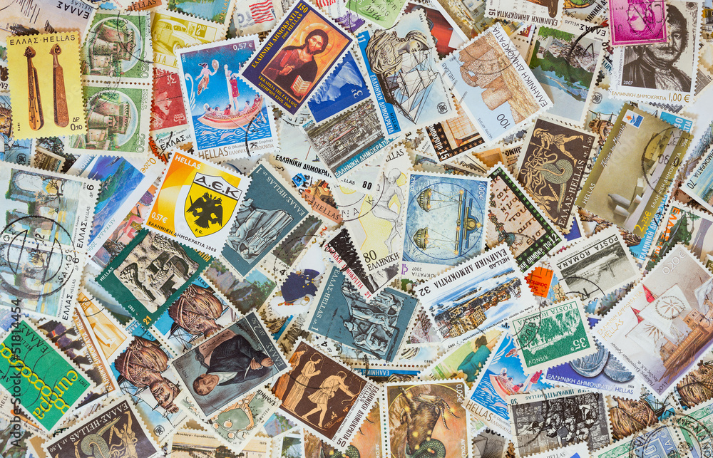 Collection of various stamps background