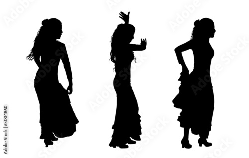 set of flamenco dancer silhouettes