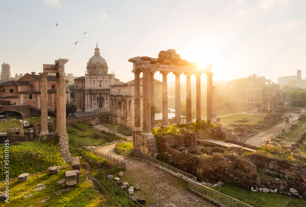 Naklejka premium Rzym ruiny rzymskiego forum