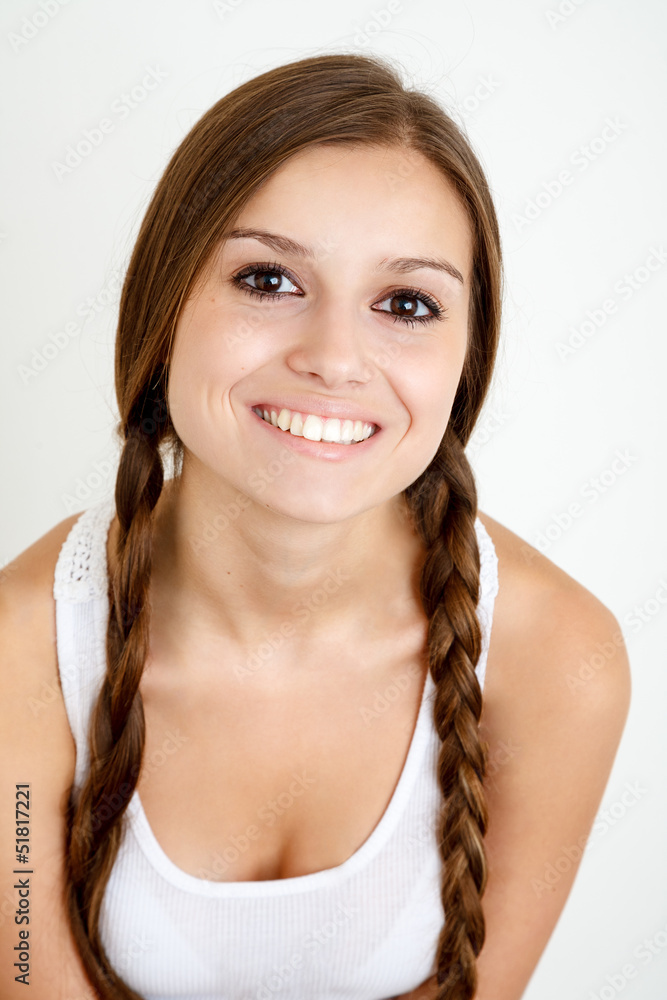 smiling girl with braids smiling girl with braids