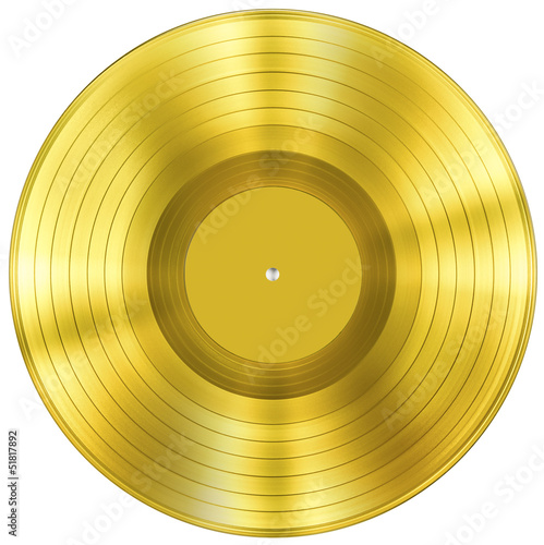 gold disc music award isolated on white