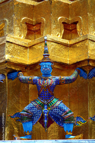 giant in the Temple of the Emerald Buddha  of Thailand