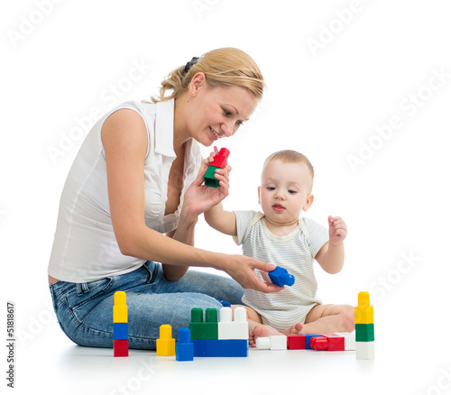 baby boy and mother playing...
