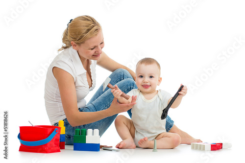 baby boy and mother playing...