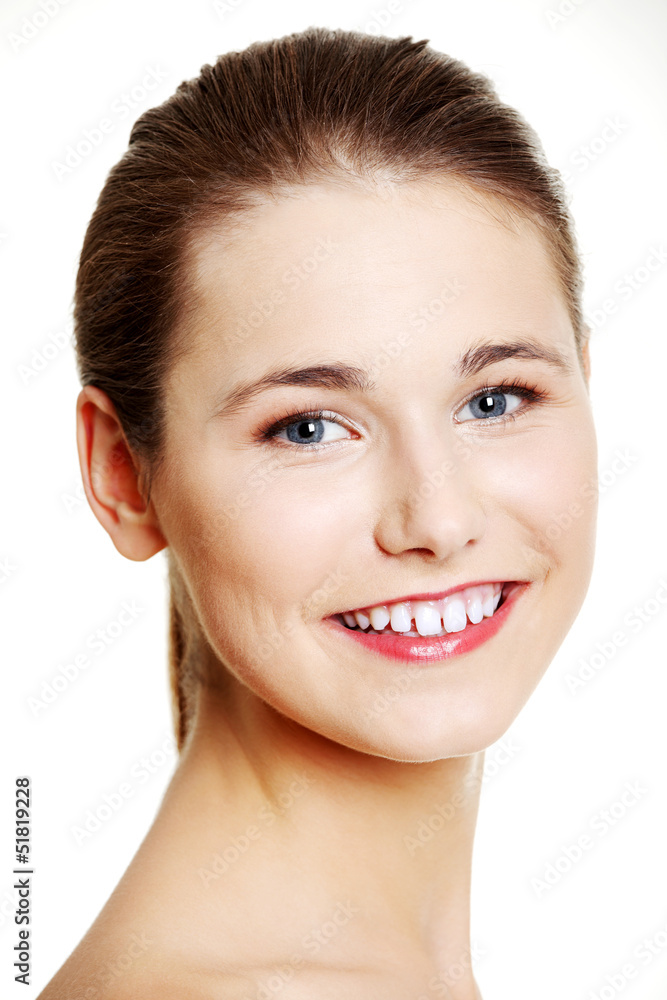 Beautiful teen woman's face with fresh clean skin Beautiful teen woman's face with fresh clean skin