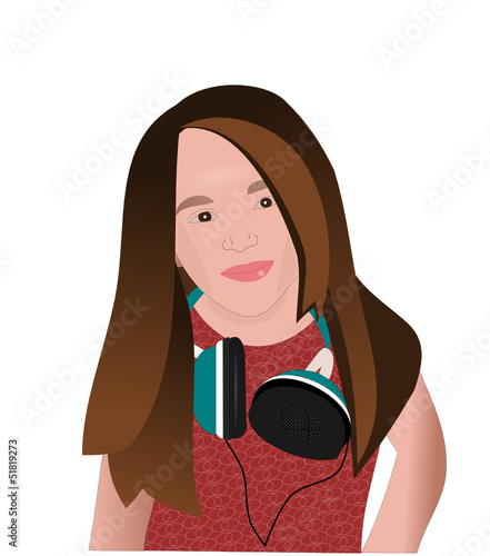 jeunne fille aux écouteurs