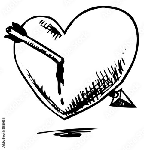 Heart hurted with arrow