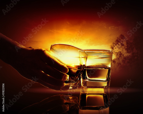 Two glasses of whiskey photo