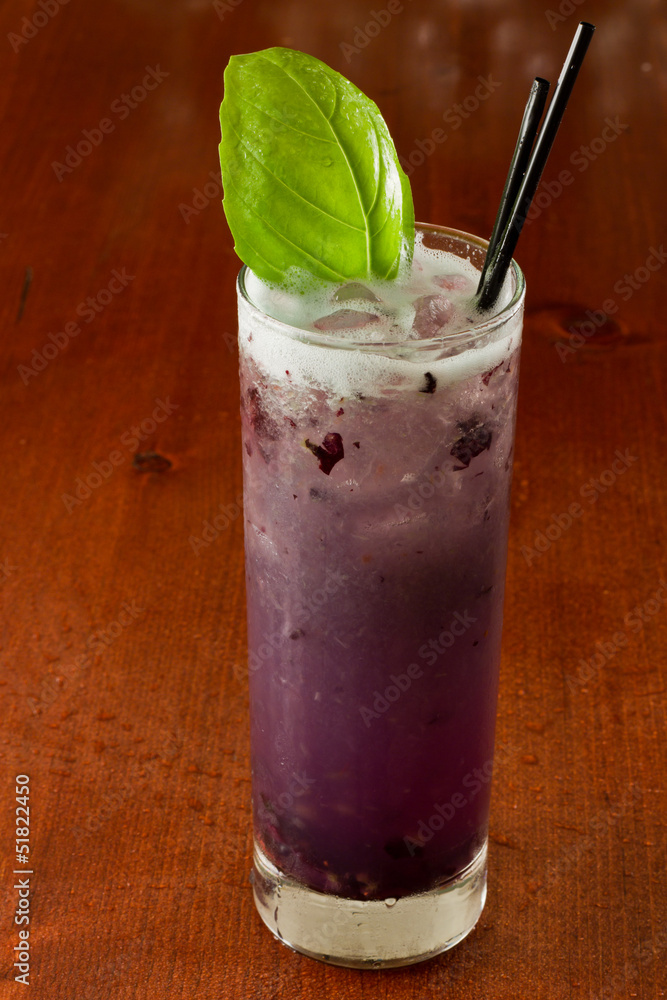 blue berry basil drink