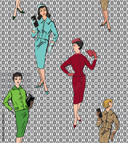 fashion women (1950's 1960's style) seamless background photo