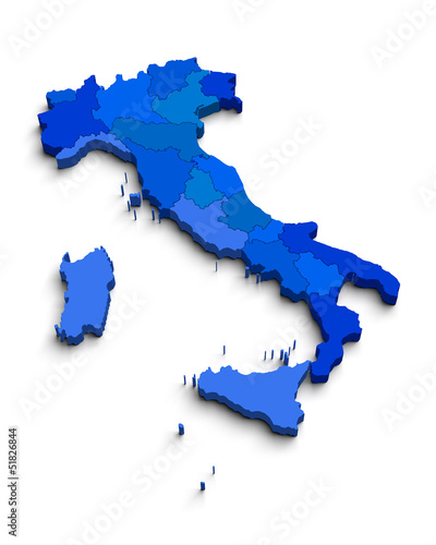Italy blue map on white