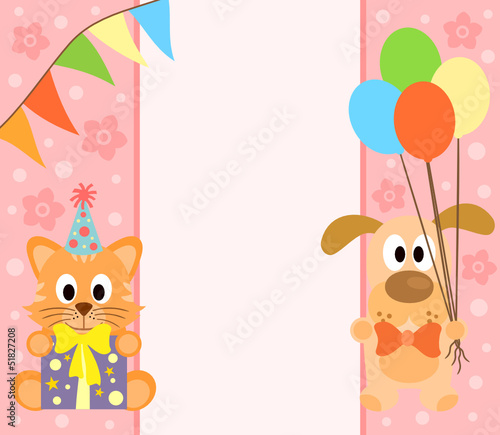 Background  with funny cat and dog