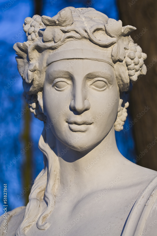 Baroque sculpture of a young woman, bust.
