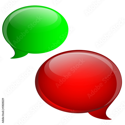 Red and green speech bubbles
