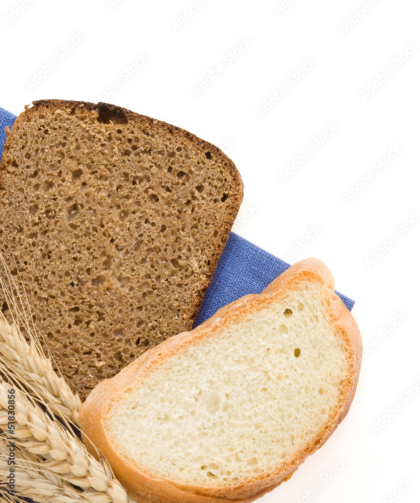 bread and wheat isolated on white bread and wheat isolated on white