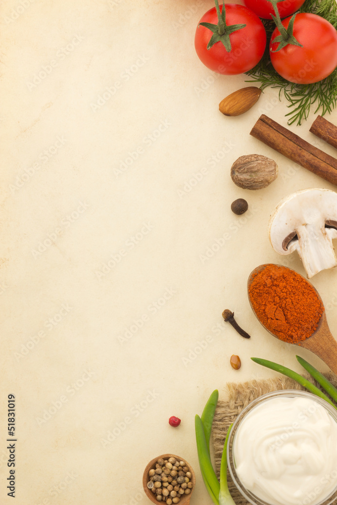 food ingredients and paper food ingredients and paper
