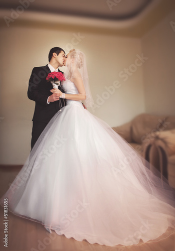 bride and groom at wedding day