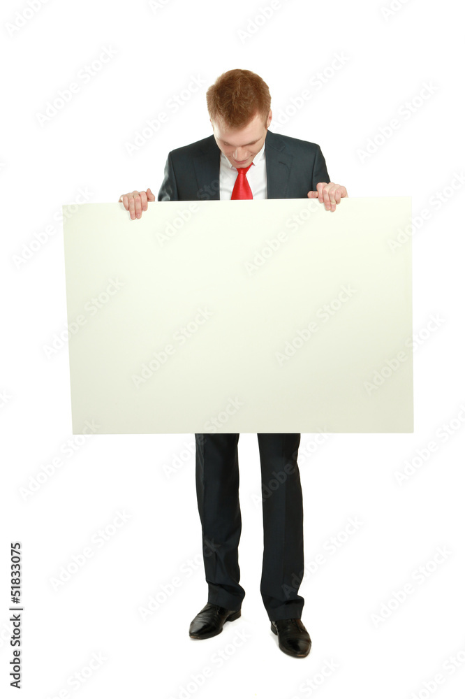 A business man with an empty blank A business man with an empty blank