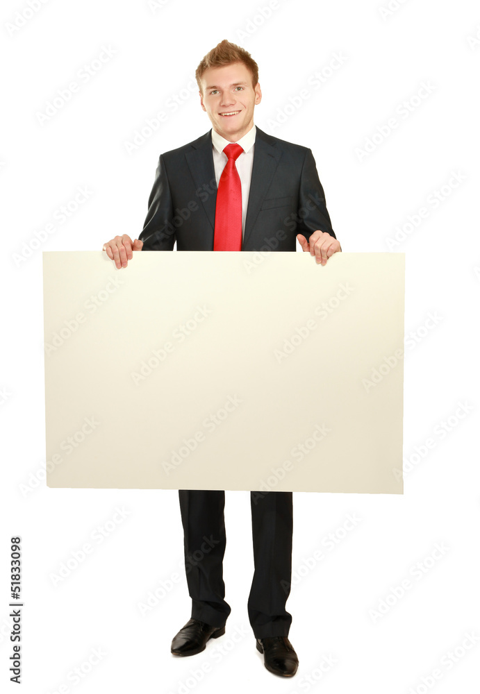 A business man with an empty blank A business man with an empty blank