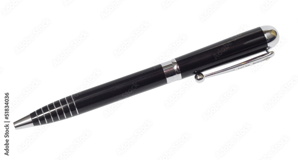 black ballpoint pen isolated  clipping path