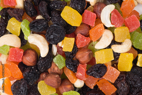 A mixture of dried fruits - background
