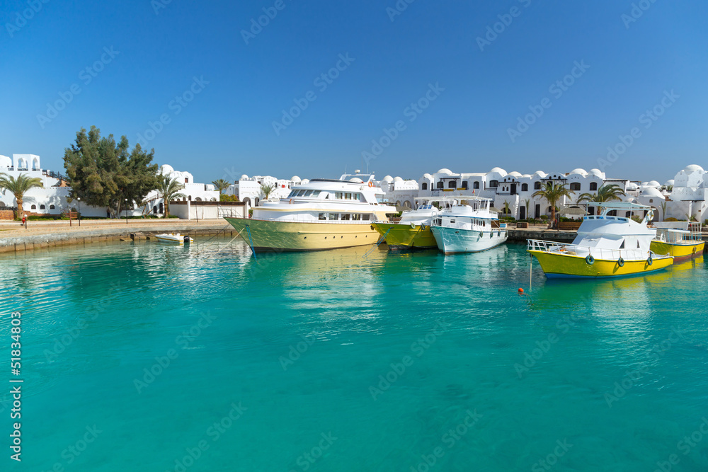 Boat harbor in Hurghada, Egypt