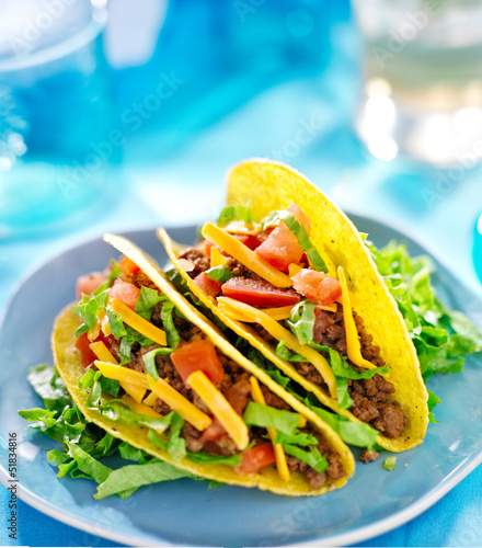 Mexican food - Hard shell tacos with beef
