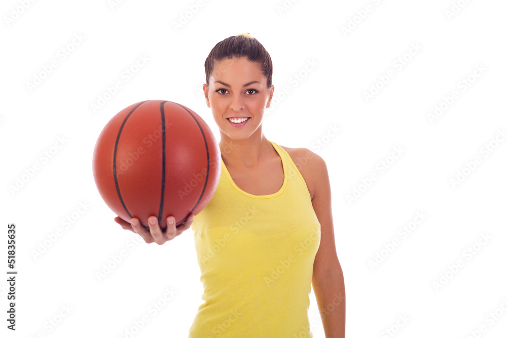 Athletic woman with a basketball in her hands Athletic woman with a basketball in her hands
