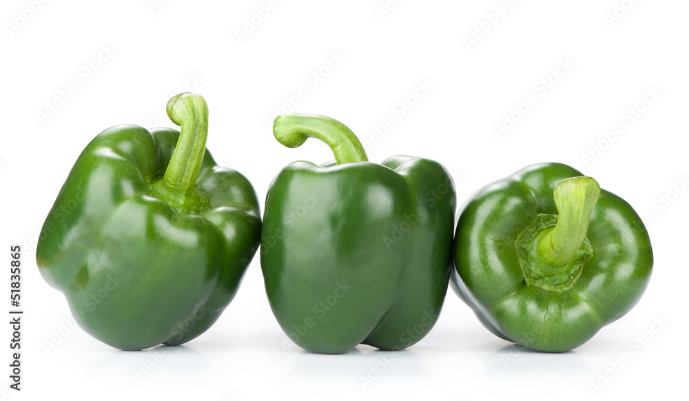 Green peppers isolated on white background Green peppers isolated on white background