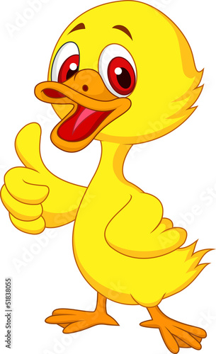 Cute baby duck cartoon thumb up