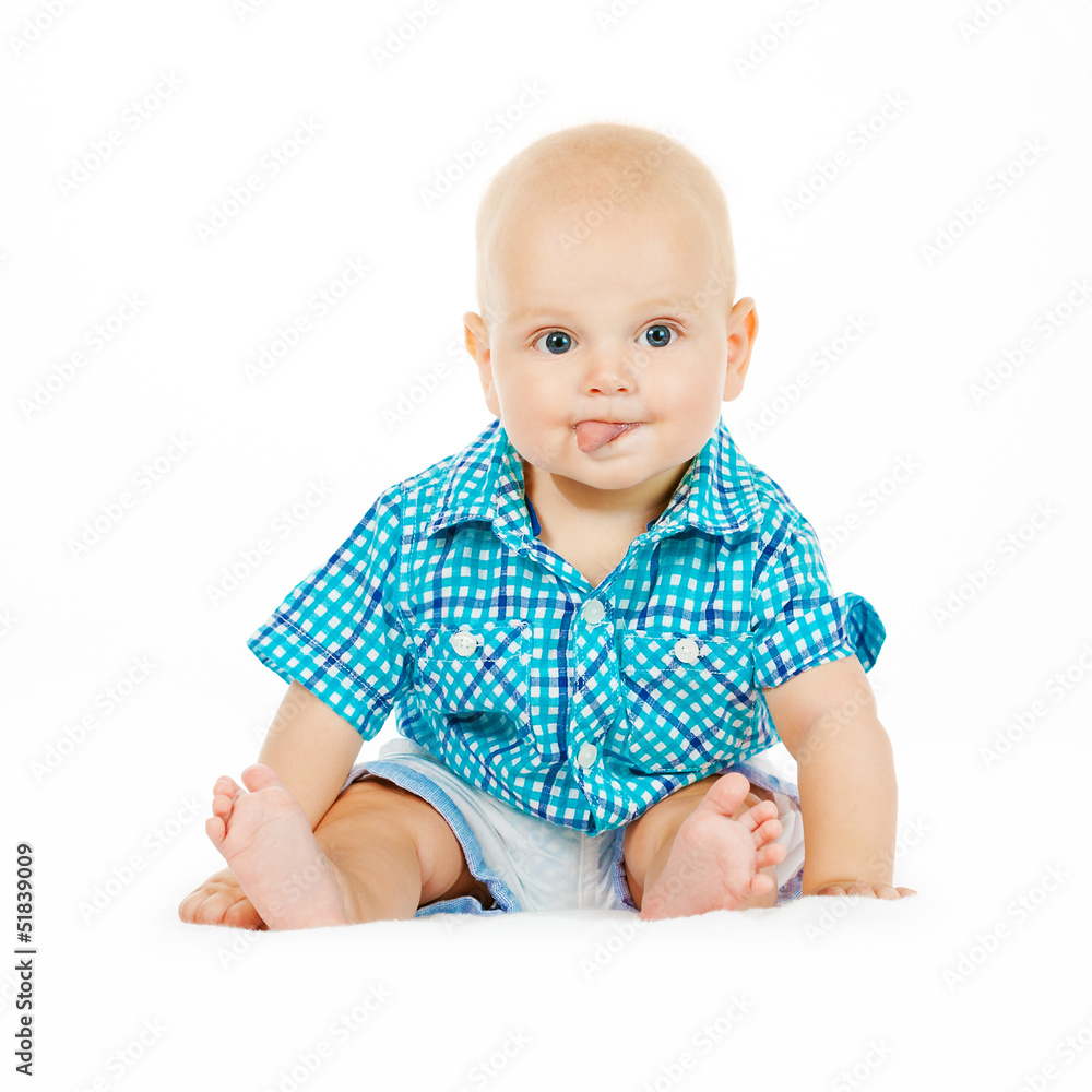 Cute baby boy against white background Cute baby boy against white background