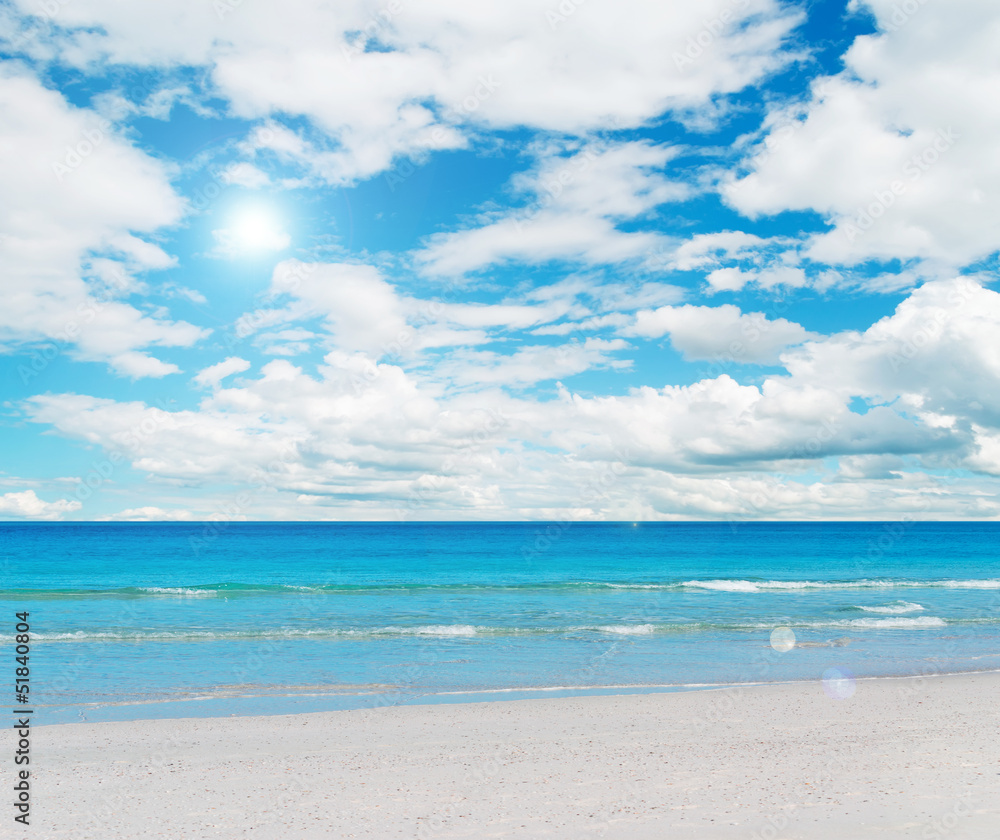 white beach and blue sky