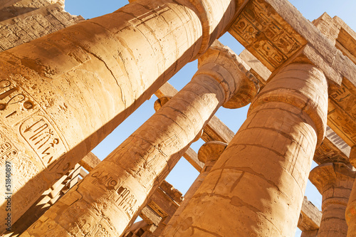 Pillars of the Great Hypostyle Hall in Karnak Temple, Egypt