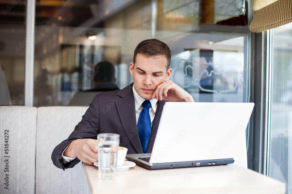 thinking businessman on coffee break thinking businessman on coffee break
