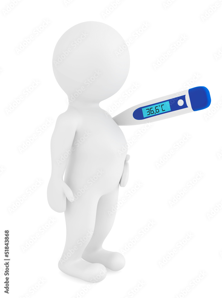 3D Man with thermometer 3D Man with thermometer