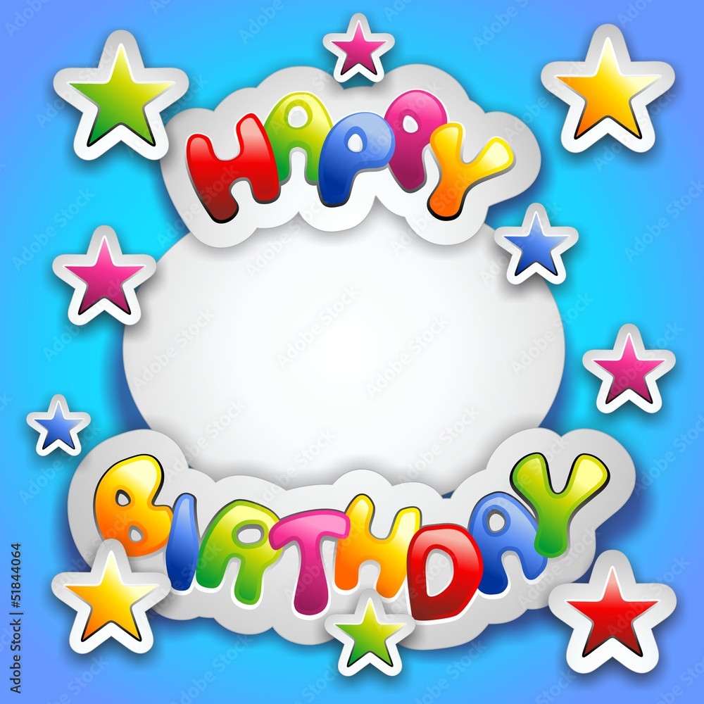 Happy Birthday Party Stickers Card-Festa Compleanno Adesivi Stock Vector