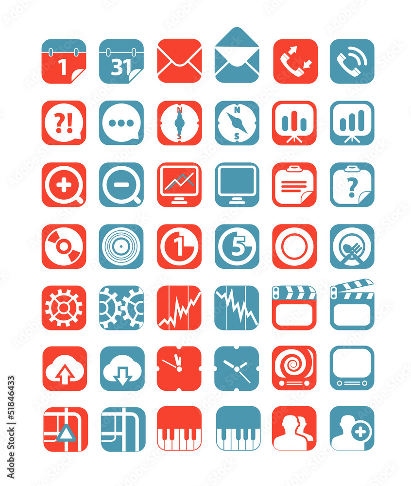 Color tablet interface icons collection Color tablet interface icons collection