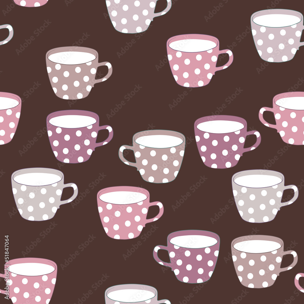 Seamless pattern with teacups. Seamless pattern with teacups.