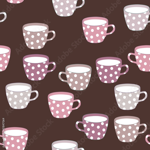 Seamless pattern with teacups.