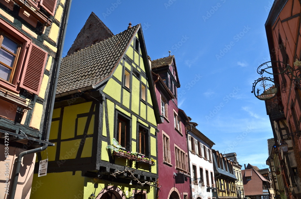 Timber frame houses in Riquewihr, Alsace, France