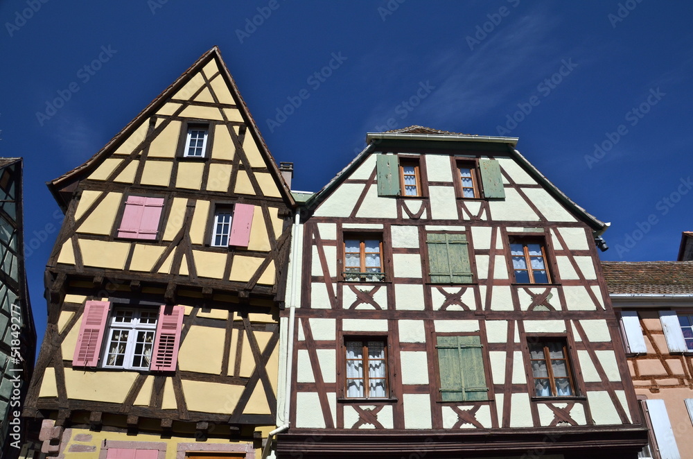 Timber frame houses in Riquewihr, Alsace, France