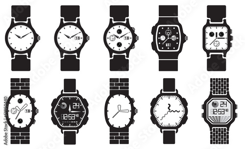 Icon set clocks, vector illustration